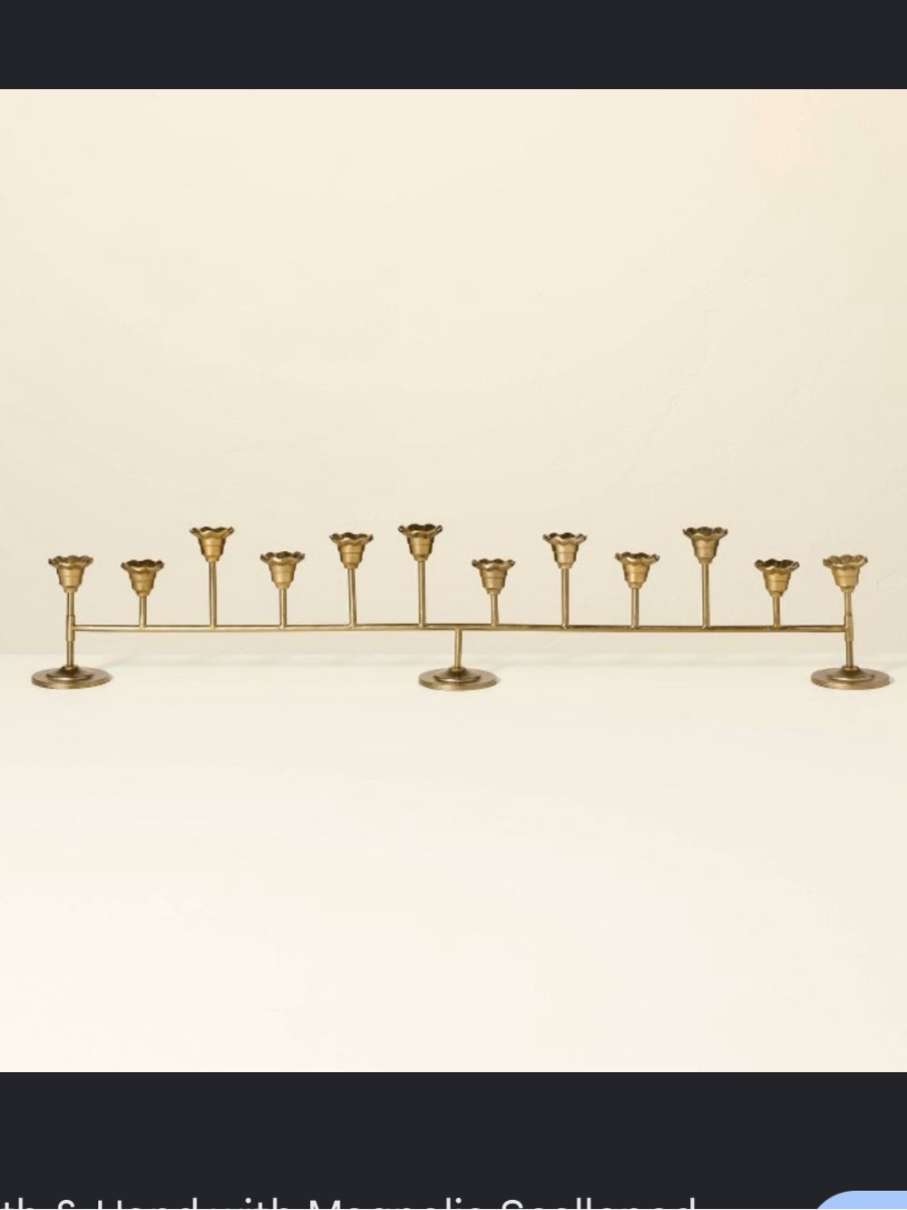 Hearth & Hand with Magnolia Scalloped Brass 12ct Taper Candelabra Antique Finish